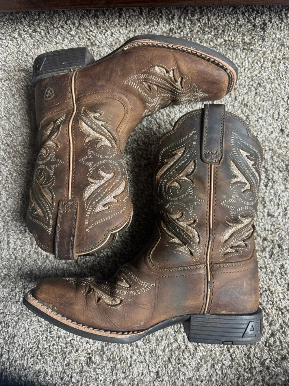 ARIAT GIRLS' ROUND UP BLISS WESTERN BOOTS - BROAD SQUARE TOE